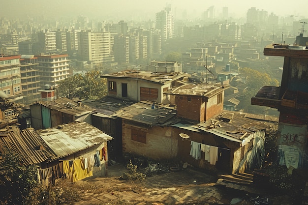 Des maisons pauvres dans une ville