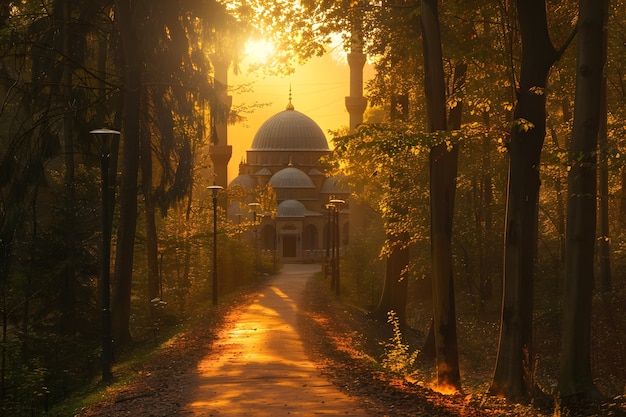 Photo gratuite majestic mosque for islamic new year celebration with fantasy architecture