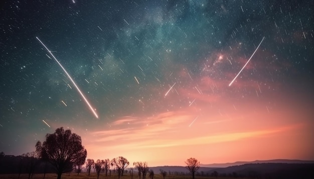 Photo gratuite la majestueuse voie lactée illumine le ciel nocturne paisible généré par l'ia