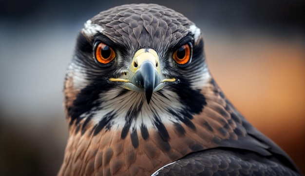 Majestueux oiseau de proie perçant le regard jaune généré par l'IA