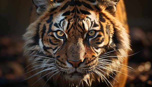 Photo gratuite majestueux tigre du bengale regardant la beauté sauvage dans la tranquillité de la nature générée par l'intelligence artificielle