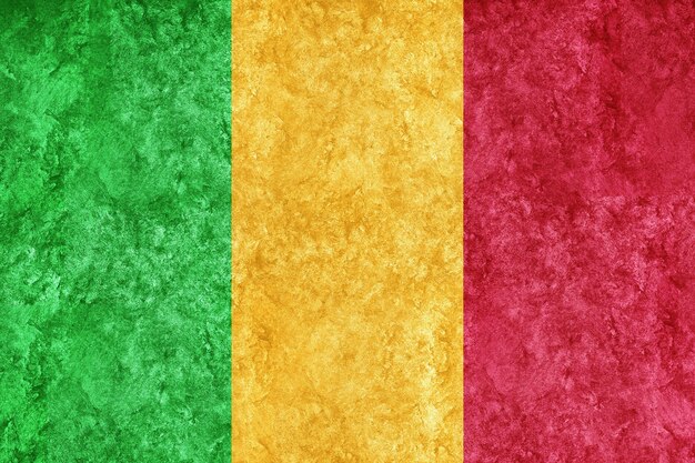 Mali drapeau métallique, drapeau texturé, drapeau grunge