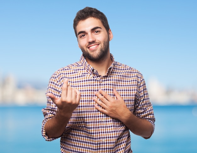 Man Gestes à Venir à Lui