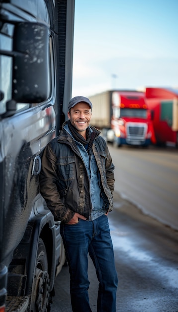 Photo gratuite man working as a truck driver