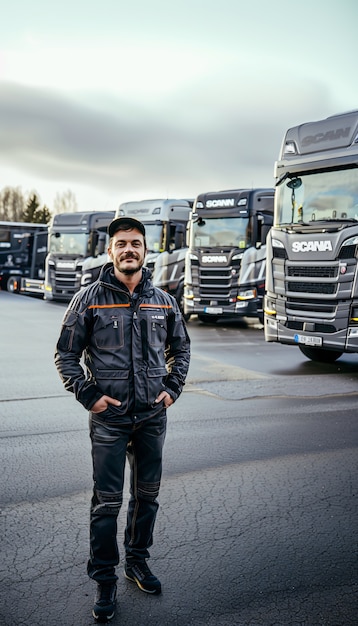 Photo gratuite man working as a truck driver