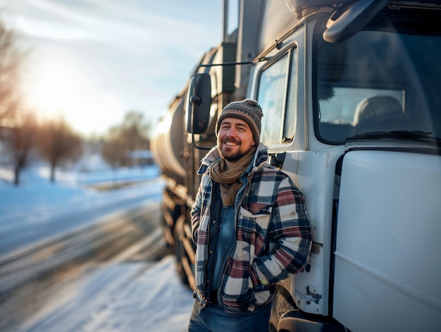 Photo gratuite man working as a truck driver