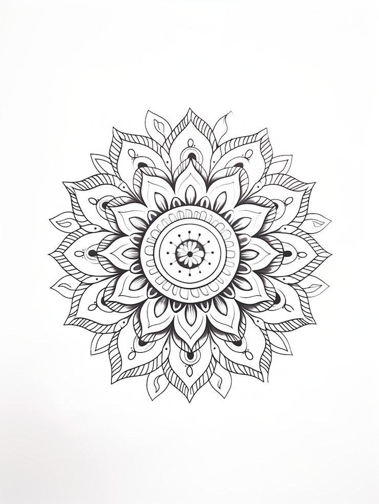 Photo gratuit mandala illustré à la ligne