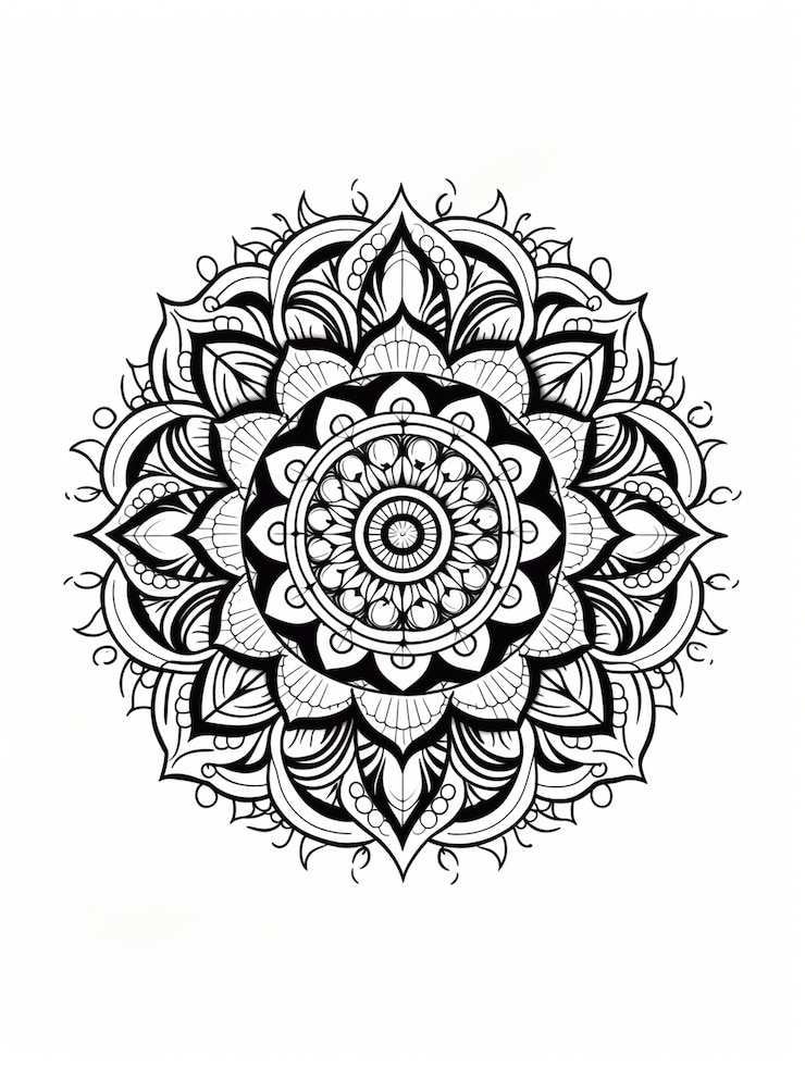 Photo gratuit mandala illustré à la ligne