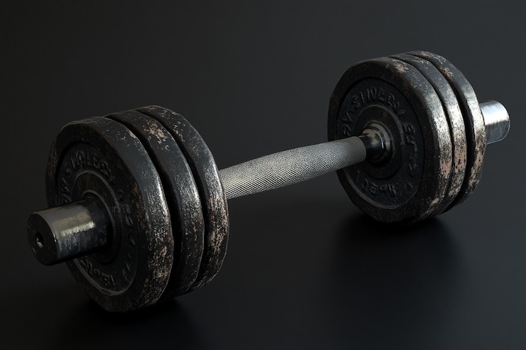 Photo gratuit manette altérée sur fond sombre gymnase entraînement en poids fitness exercice de force entraînement sport culturisme puissance musculaire