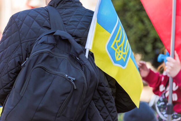 Manifestations contre l'invasion russe de l'Ukraine à Chisinau Moldavie