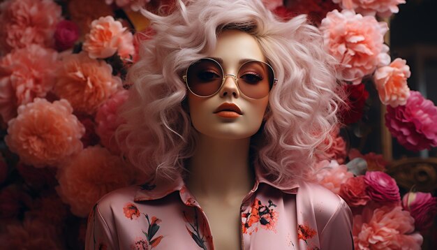 Photo gratuite un mannequin avec des lunettes de soleil dévoile l'élégance et la beauté générées par l'intelligence artificielle