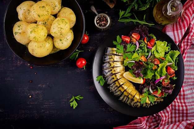 Maquereau fumé et salade fraîche