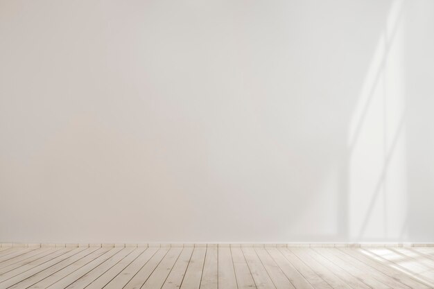 Maquette de mur de béton blanc blanc avec un plancher en bois