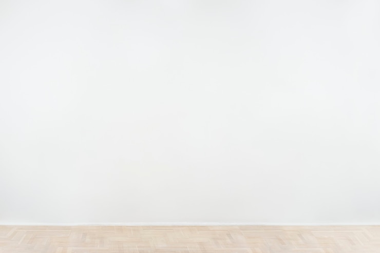 Photo gratuit maquette de mur de béton vierge blanche avec un plancher en bois