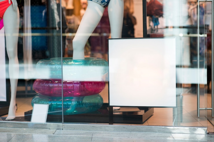 Photo gratuit maquette de panneau d&#39;affichage à l&#39;intérieur du magasin