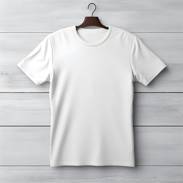 maquette de tshirt blanc sur fond de texture en bois