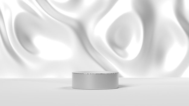 Maquette de vitrine blanche minimale abstraite de rendu D pour le groupe de formes géométriques abstraites de la scène du produit