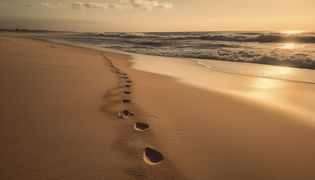 Marcher sur la réflexion du motif d'onde des dunes de sable générée par l'IA