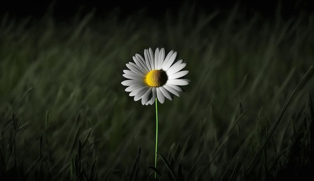 Une marguerite dans un champ d'herbe