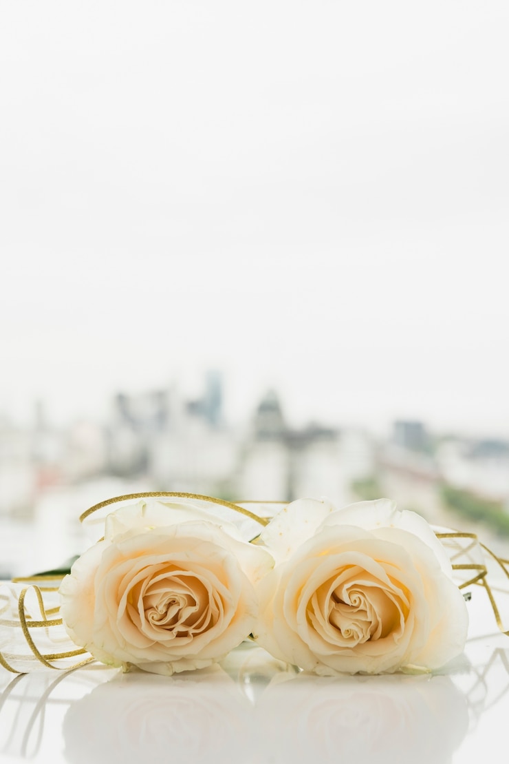 Photo gratuit mariage à la nature morte avec des roses