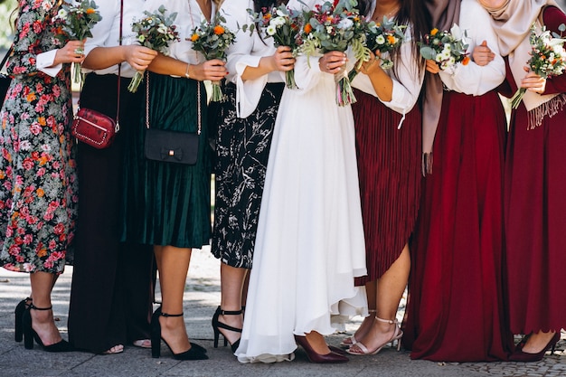 Mariée avec les filles de la mariée