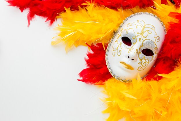 Masque de carnaval élégant avec des plumes