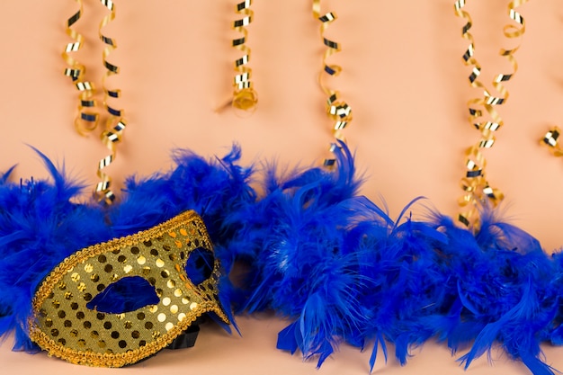 Photo gratuite masque de carnaval avec des plumes