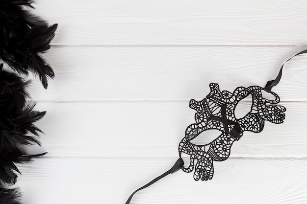 Photo gratuite masque de carnaval avec des plumes