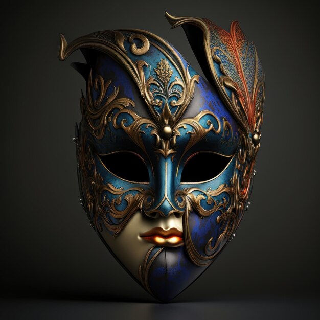 Masque de carnaval vénitien isolé sur fond sombre Mascarade un modèle de masque pour le carnaval en vue de face