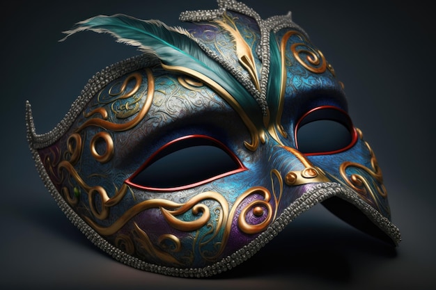 Masque de carnaval vénitien isolé sur fond sombre Mascarade un modèle de masque pour le carnaval