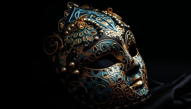 Le masque de couleur or ajoute du mystère à la beauté de la célébration générée par l'IA