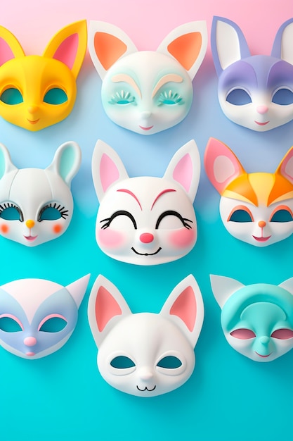 Photo gratuite des masques 3d pour le carnaval