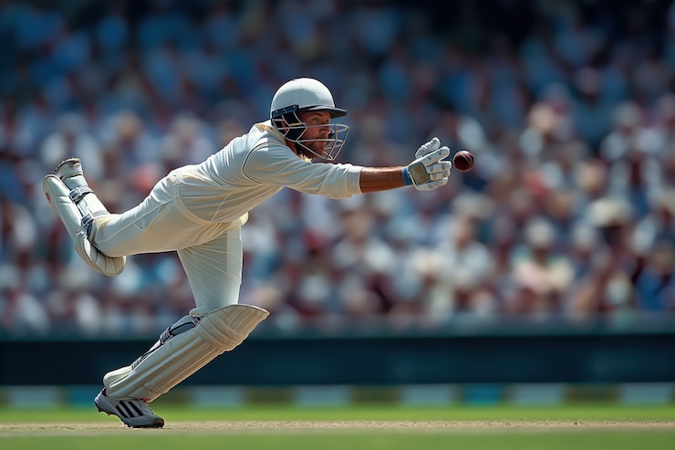 Photo gratuit match de cricket avec un joueur