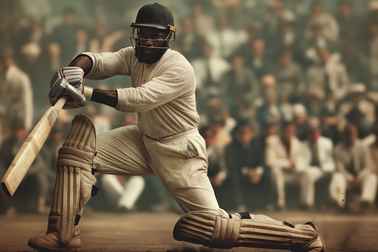 Photo gratuit match de cricket avec un joueur