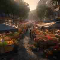 Photo gratuite matin brumeux au marché de rue de shanghai en chine