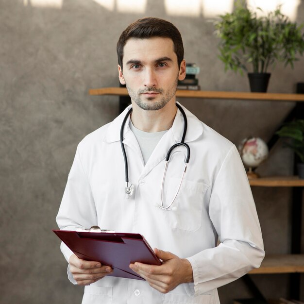 Médecin coup moyen avec stéthoscope