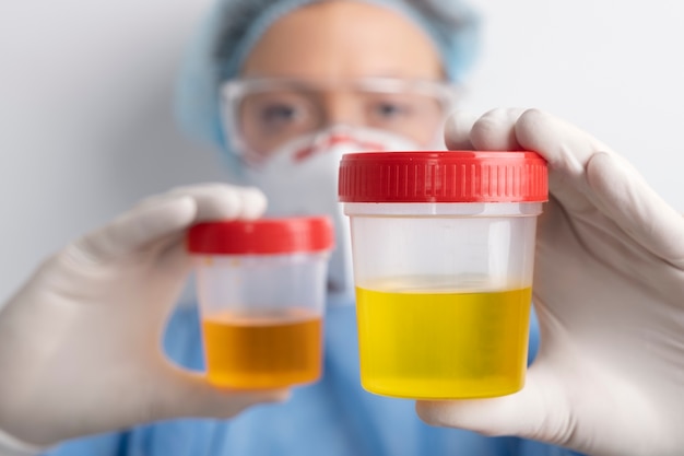 Médecin de laboratoire effectuant un examen médical de l'urine