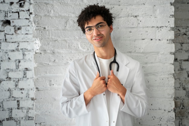 Photo gratuite médecin souriant vue de face avec stéthoscope