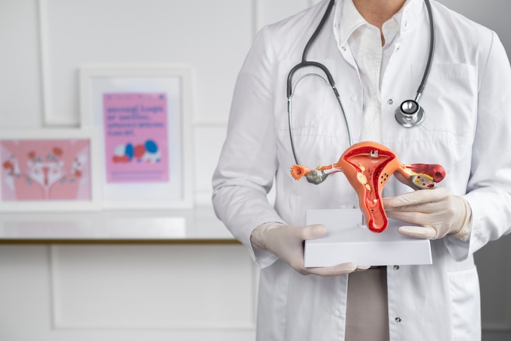 Photo gratuit médecin vue de face tenant un modèle anatomique