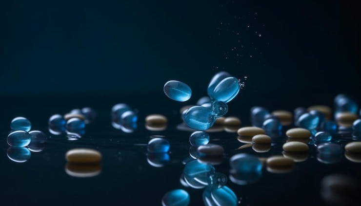 Photo gratuit médicament de la pilule bleue pour l'ia générative de la douleur et de la maladie