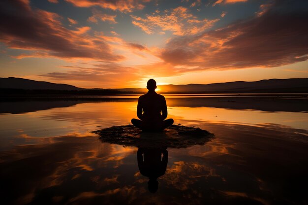 méditation au coucher du soleil arrière-plan tranquille