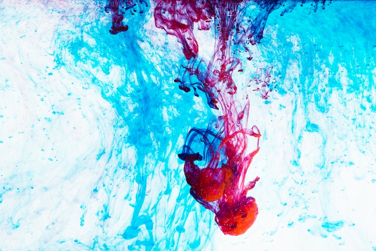 Photo gratuit mélange d&#39;encre vive tombe sur blanc