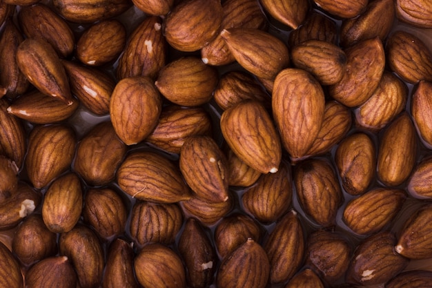 Mélange de gros plan d'amandes nutritionnelles