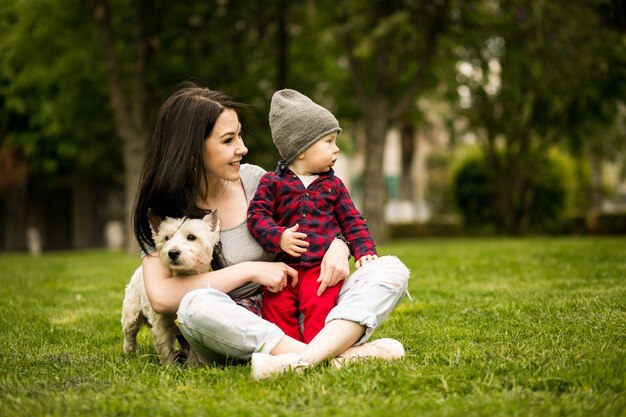 Mère, bébé, enfant, marche, famille