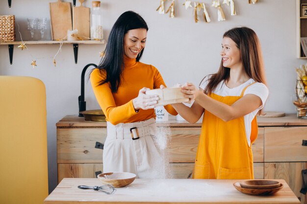 Mère, fille, cuisson, cuisine