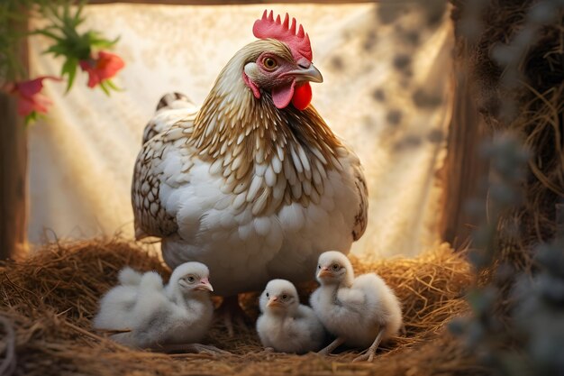 mère poule avec ses poussins