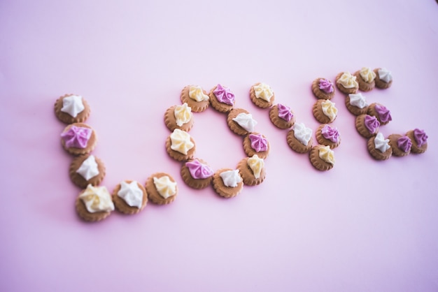 Message d&#39;amour avec des cookies