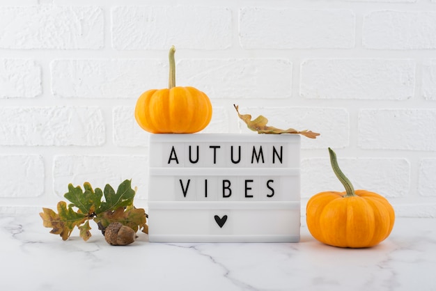 Message d'automne sur l'arrangement lightbox