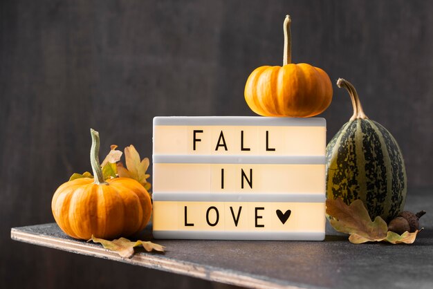 Message d'automne sur l'arrangement lightbox