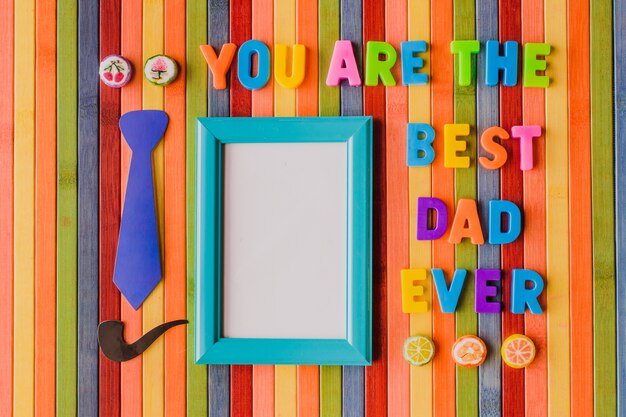 Message de &quot;vous êtes le meilleur père jamais&quot; avec un cadre pour une photo